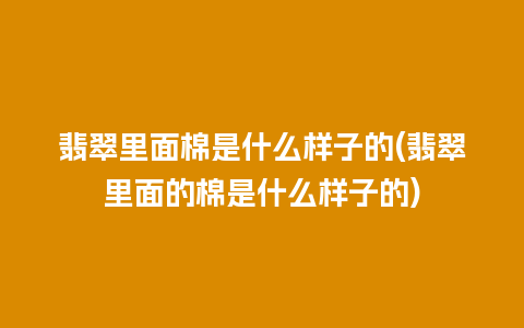 翡翠里面棉是什么样子的(翡翠里面的棉是什么样子的)