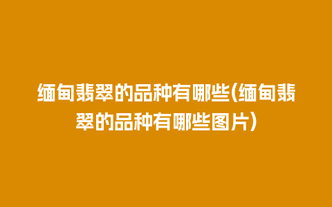 缅甸翡翠的品种有哪些(缅甸翡翠的品种有哪些图片)