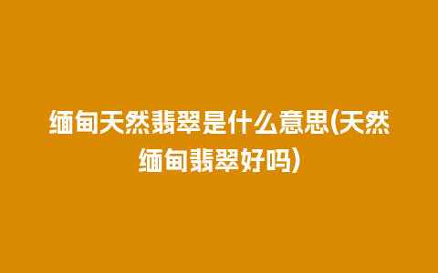 缅甸天然翡翠是什么意思(天然缅甸翡翠好吗)