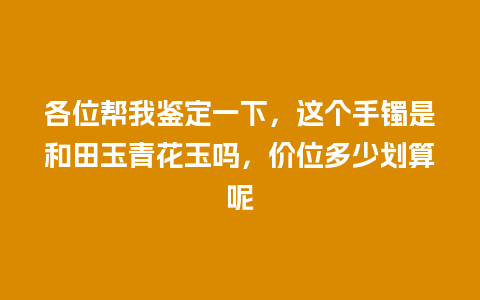 各位帮我鉴定一下，这个手镯是和田玉青花玉吗，价位多少划算呢