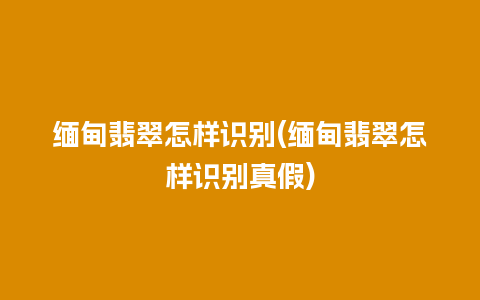 缅甸翡翠怎样识别(缅甸翡翠怎样识别真假)