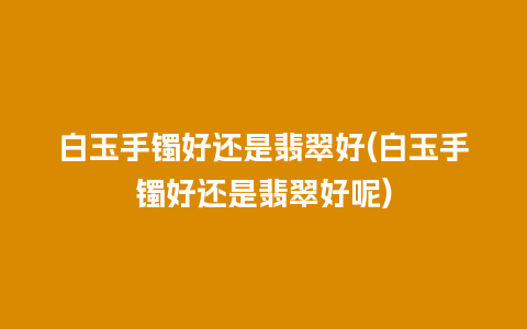 白玉手镯好还是翡翠好(白玉手镯好还是翡翠好呢)