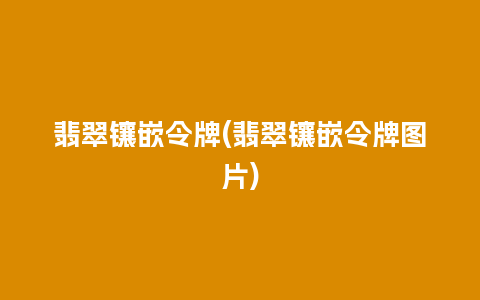 翡翠镶嵌令牌(翡翠镶嵌令牌图片)