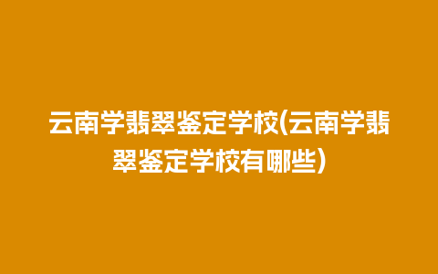 云南学翡翠鉴定学校(云南学翡翠鉴定学校有哪些)