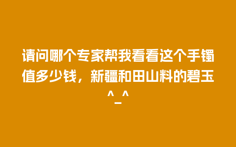 请问哪个专家帮我看看这个手镯值多少钱，新疆和田山料的碧玉^_^