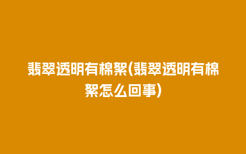 翡翠透明有棉絮(翡翠透明有棉絮怎么回事)