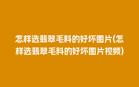 怎样选翡翠毛料的好坏图片(怎样选翡翠毛料的好坏图片视频)