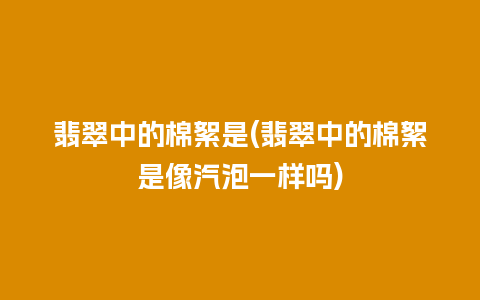 翡翠中的棉絮是(翡翠中的棉絮是像汽泡一样吗)