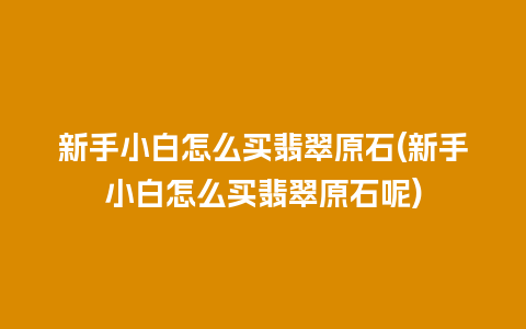 新手小白怎么买翡翠原石(新手小白怎么买翡翠原石呢)