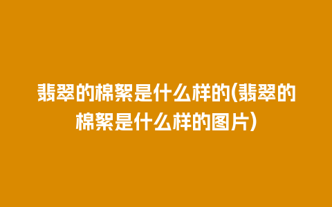 翡翠的棉絮是什么样的(翡翠的棉絮是什么样的图片)