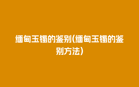 缅甸玉镯的鉴别(缅甸玉镯的鉴别方法)