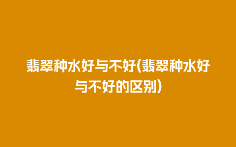 翡翠种水好与不好(翡翠种水好与不好的区别)