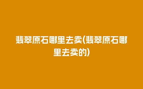 翡翠原石哪里去卖(翡翠原石哪里去卖的)