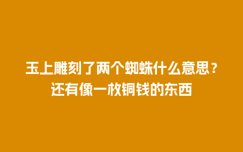 玉上雕刻了两个蜘蛛什么意思？还有像一枚铜钱的东西