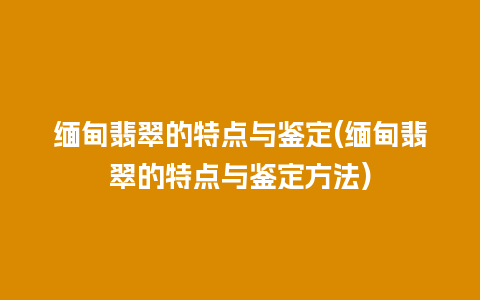 缅甸翡翠的特点与鉴定(缅甸翡翠的特点与鉴定方法)