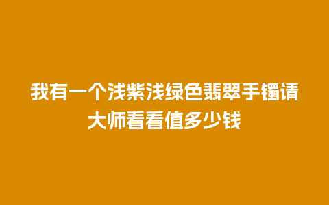 我有一个浅紫浅绿色翡翠手镯请大师看看值多少钱