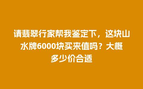 请翡翠行家帮我鉴定下，这块山水牌6000块买来值吗？大概多少价合适