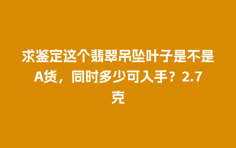 求鉴定这个翡翠吊坠叶子是不是A货，同时多少可入手？2.7克