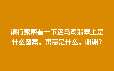 请行家帮看一下这乌鸡翡翠上是什么图案。寓意是什么。谢谢？