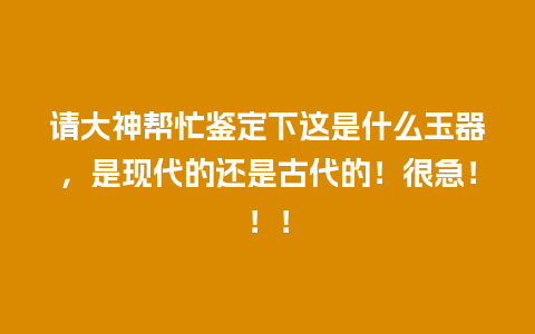 请大神帮忙鉴定下这是什么玉器，是现代的还是古代的！很急！！！