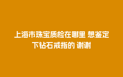 上海市珠宝质检在哪里 想鉴定下钻石戒指的 谢谢