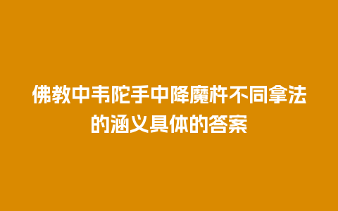 佛教中韦陀手中降魔杵不同拿法的涵义具体的答案