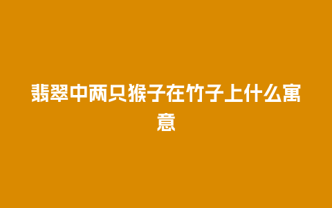 翡翠中两只猴子在竹子上什么寓意