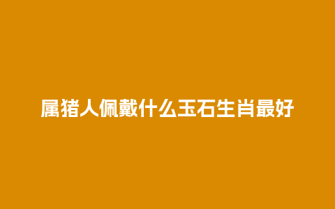 属猪人佩戴什么玉石生肖最好