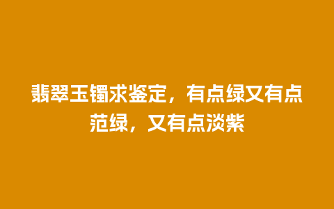 翡翠玉镯求鉴定，有点绿又有点范绿，又有点淡紫