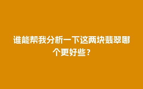 谁能帮我分析一下这两块翡翠哪个更好些？