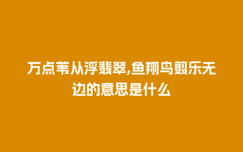 万点苇从浮翡翠,鱼翔鸟翦乐无边的意思是什么