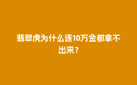 翡翠虎为什么连10万金都拿不出来？