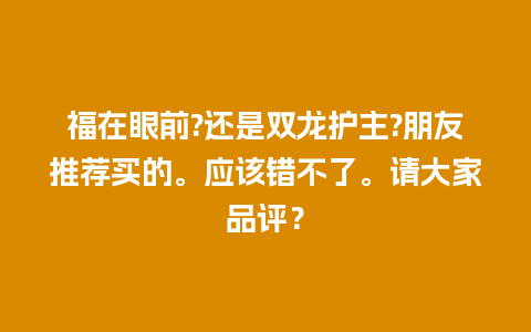 福在眼前?还是双龙护主?朋友推荐买的。应该错不了。请大家品评？