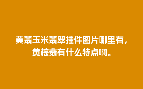 黄翡玉米翡翠挂件图片哪里有，黄棕翡有什么特点啊。