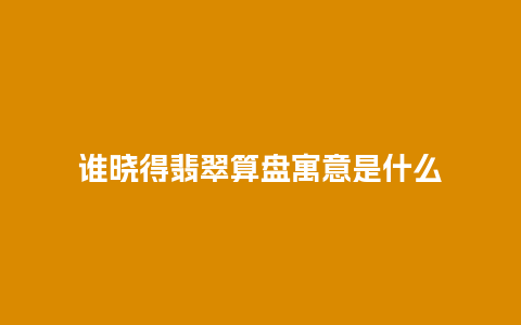 谁晓得翡翠算盘寓意是什么