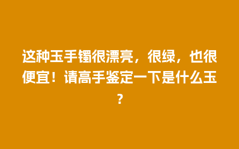 这种玉手镯很漂亮，很绿，也很便宜！请高手鉴定一下是什么玉？