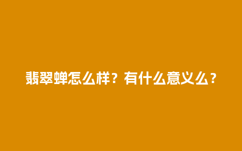 翡翠蝉怎么样？有什么意义么？