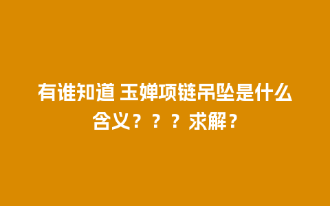 有谁知道 玉婵项链吊坠是什么含义？？？求解？