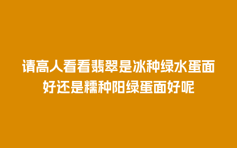 请高人看看翡翠是冰种绿水蛋面好还是糯种阳绿蛋面好呢