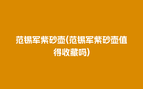 范锡军紫砂壶(范锡军紫砂壶值得收藏吗)插图 范锡军紫砂壶(范锡军紫砂壶值得收藏吗)