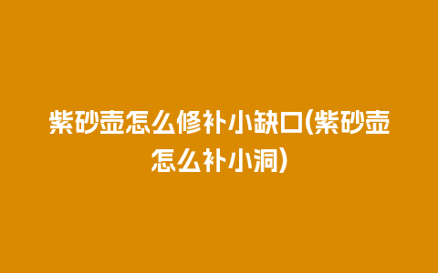紫砂壶怎么修补小缺口(紫砂壶怎么补小洞)