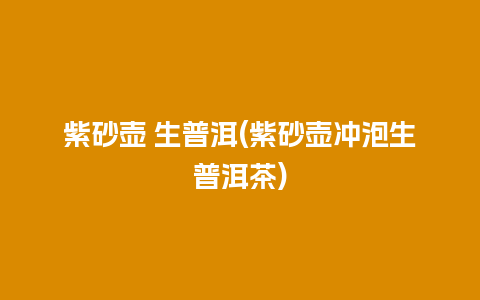 紫砂壶 生普洱(紫砂壶冲泡生普洱茶)插图 紫砂壶 生普洱(紫砂壶冲泡生普洱茶)