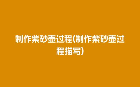 制作紫砂壶过程(制作紫砂壶过程描写)