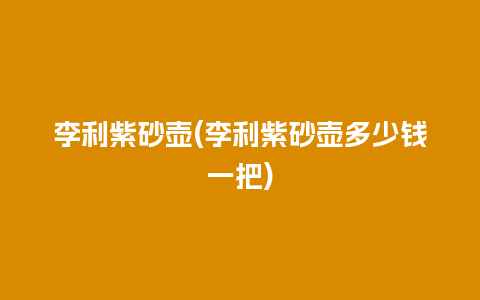 李利紫砂壶(李利紫砂壶多少钱一把)插图 李利紫砂壶(李利紫砂壶多少钱一把)