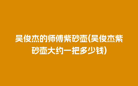 吴俊杰的师傅紫砂壶(吴俊杰紫砂壶大约一把多少钱)插图 吴俊杰的师傅紫砂壶(吴俊杰紫砂壶大约一把多少钱)
