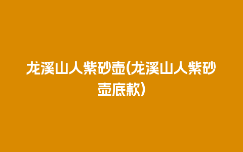 龙溪山人紫砂壶(龙溪山人紫砂壶底款)