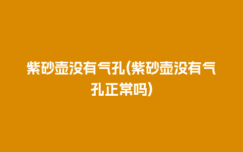 紫砂壶没有气孔(紫砂壶没有气孔正常吗)