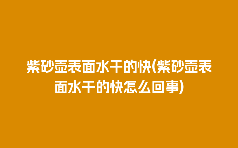 紫砂壶表面水干的快(紫砂壶表面水干的快怎么回事)插图 紫砂壶表面水干的快(紫砂壶表面水干的快怎么回事)