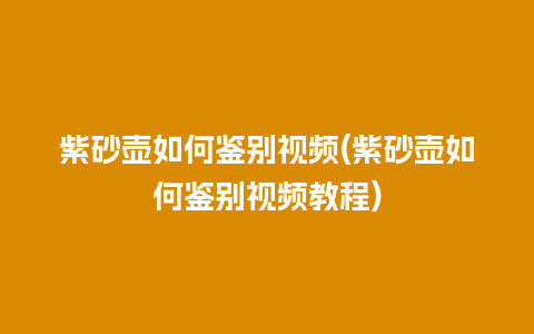 紫砂壶如何鉴别视频(紫砂壶如何鉴别视频教程)