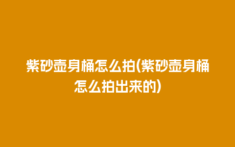 紫砂壶身桶怎么拍(紫砂壶身桶怎么拍出来的)